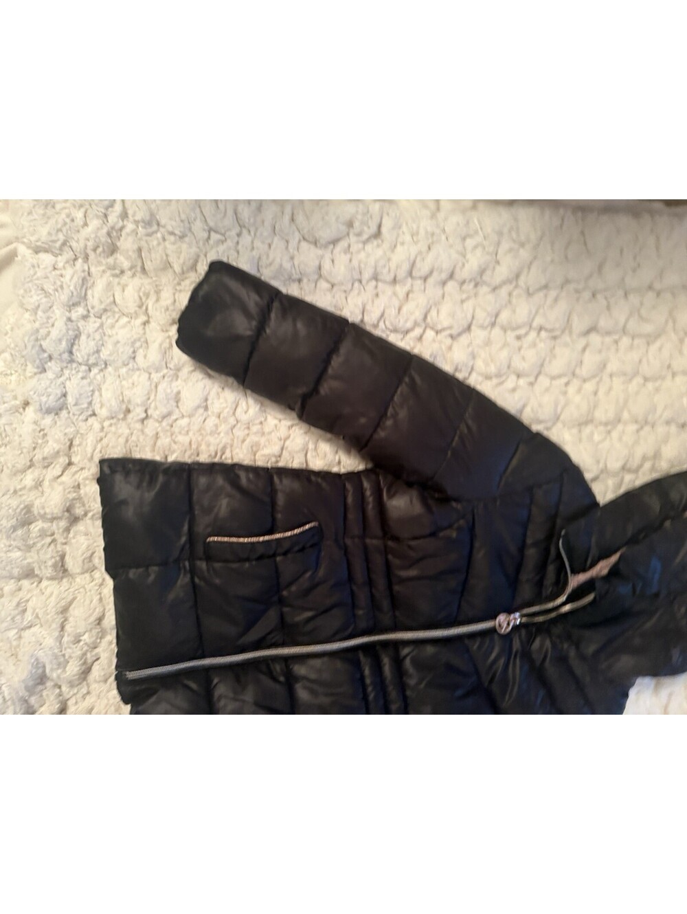 Michael Kors Girls 5/6 Puffer Jacket Hood Fleece Lined Full Zip Black - Picture 7 of 9